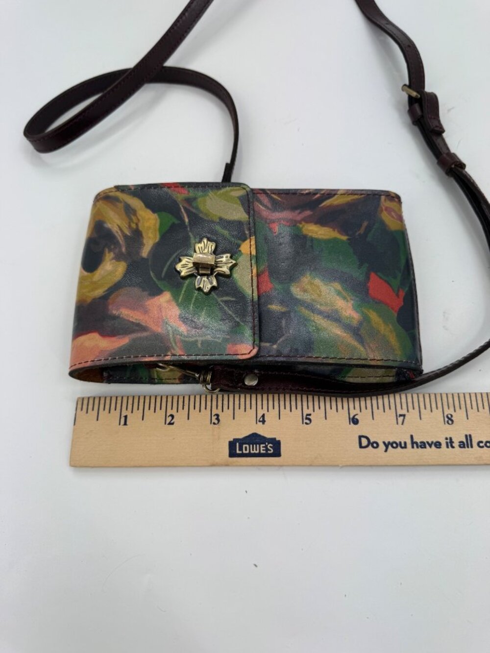 Patricia Nash Winter Bloom Floral Leather Crossbody Bag With Adjustable Strap - Picture 12 of 14